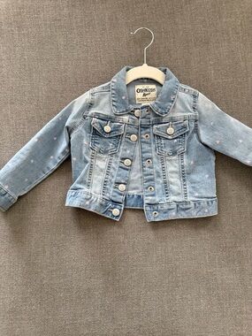 OshKosh B'gosh Light Blue Denim Jacket with Pink Heart Accents